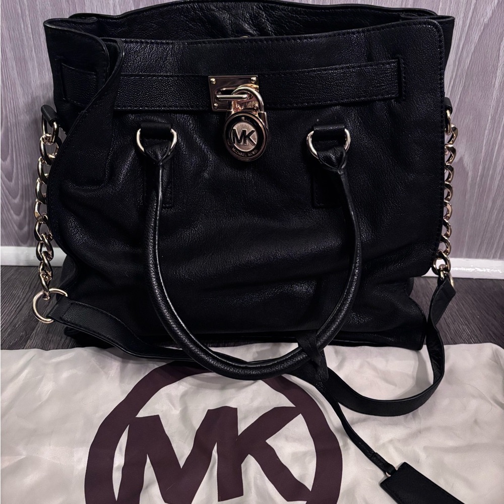 Michael Kors Black Tote with Chain Detail